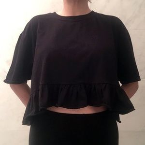 Urban Renewal Black Recycled Peplum Tee